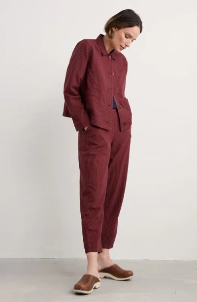 Seasalt Cornwall Vow Cave Organic Cotton Crop Tapered Pants In Burgundy