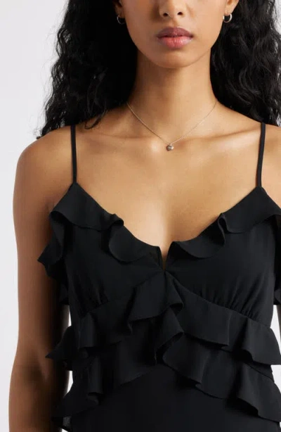 Bp. Ruffle Chiffon Cocktail Minidress In Black