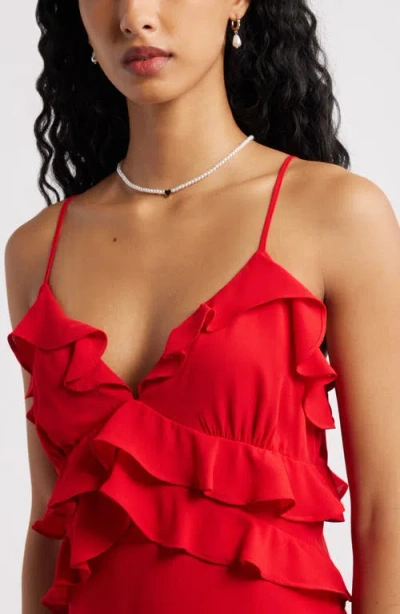 Bp. Ruffle Chiffon Cocktail Minidress In Red