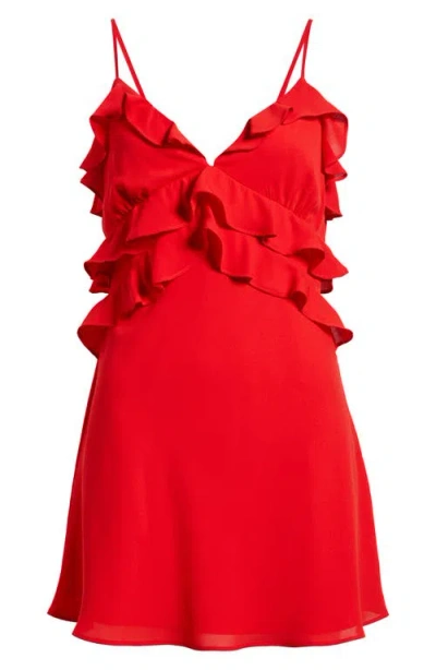 Bp. Ruffle Chiffon Cocktail Minidress In Red