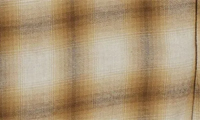 Beams Open Collar Ombré Check Brushed Flannel Button-up Shirt In Brown