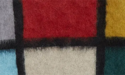 Beams Shaggy Wool & Mohair Blend Polo Sweater In Multi