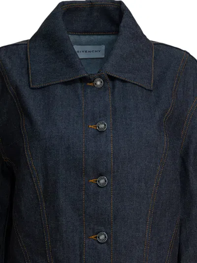 Givenchy Back-to-front Cocoon Jacket In Raw Denim In Blue