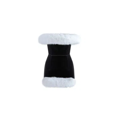 Iellele Women's Noel Mini Dress Detachable Faux Fur  Black In Multi