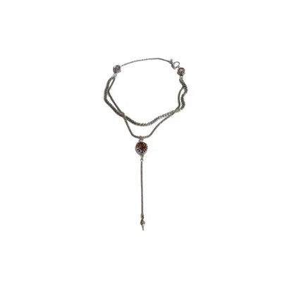 Iskra Women's Silver / Red Vintage Rose Necklace In Multi