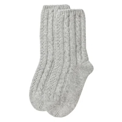 Kinalba Ladies Light Grey Cable Cashmere Bed Socks In Gray