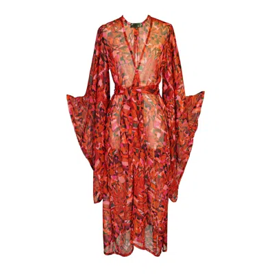 Jennafer Grace Women's Pink / Red Electric Sangria Kimono In Multi