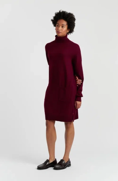 Chinti & Parker Cashmere Rollneck Dress In Burgundy
