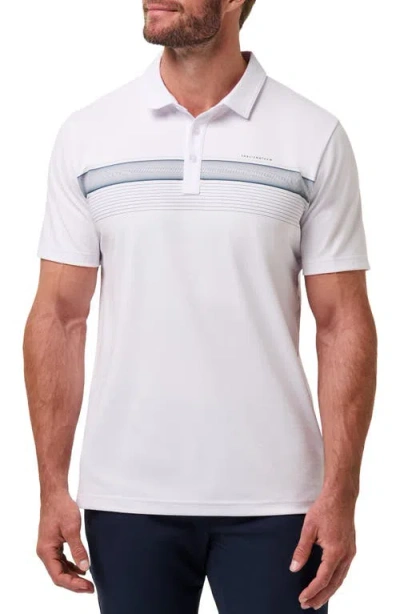 Travismathew Perfect View Chest Stripe Cotton Blend Piqué Polo In White