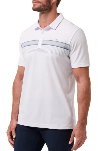 Travismathew Perfect View Chest Stripe Cotton Blend Piqué Polo In White