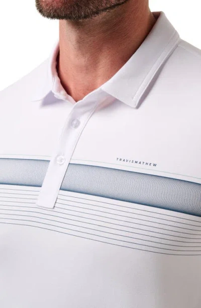Travismathew Perfect View Chest Stripe Cotton Blend Piqué Polo In White