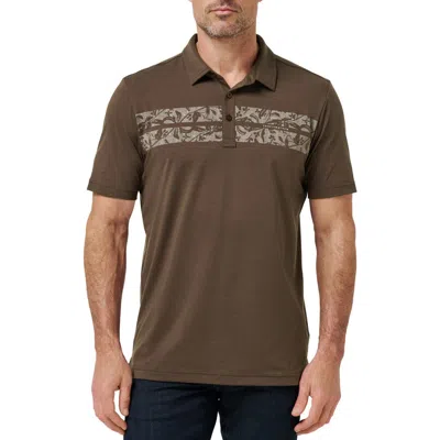 Travismathew Orchard Walk Floral Stripe Polo In Brown