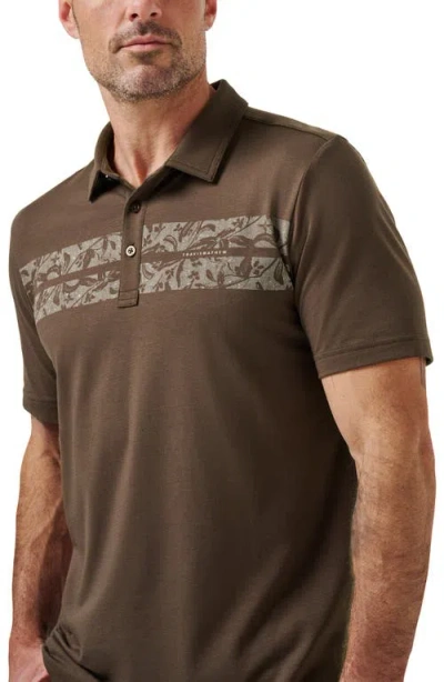 Travismathew Orchard Walk Floral Stripe Polo In Brown