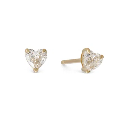 Dolcetto Designs Women's Lab Grown Diamond Heart Studs - 0.50ctw Recycled 9k Gold In Gold