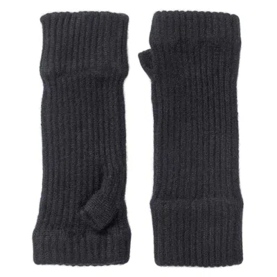 Kinalba Ladies Black Ribbed Cashmere Wrist-warmers In Gray