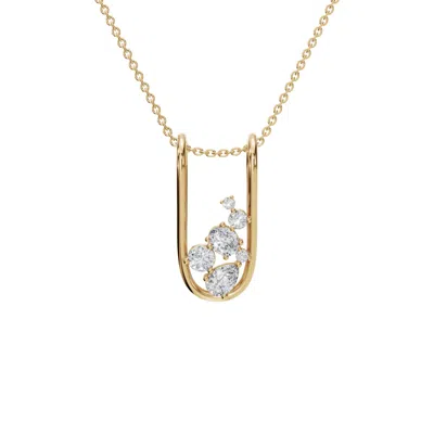 Aya Fine Jewelry Women's White / Yellow / Rose Gold Fourteen Kt U Frame Diamond Pendant Necklace In Gold