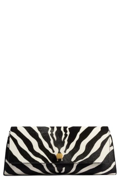 Khaite Audrey Zebra-print Calf Hair Clutch In Black