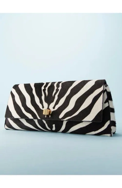 Khaite Audrey Zebra-print Calf Hair Clutch In Black