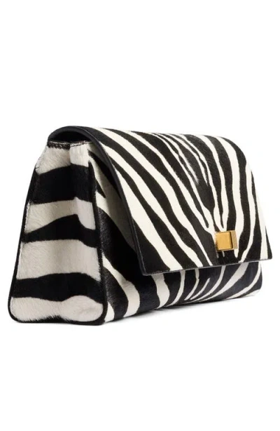 Khaite Audrey Zebra-print Calf Hair Clutch In Black