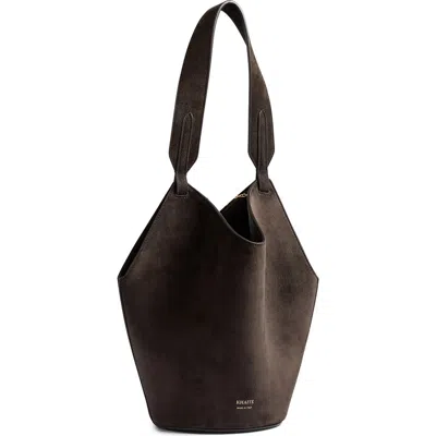Khaite Distinctive Brown Calfskin Leather Tote With Gold Chain Detail In Brown