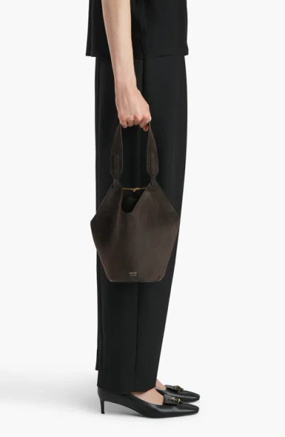 Khaite Distinctive Brown Calfskin Leather Tote With Gold Chain Detail In Brown