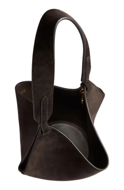Khaite Distinctive Brown Calfskin Leather Tote With Gold Chain Detail In Brown