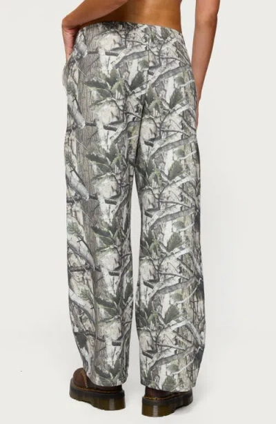 Edikted Camo Low Rise Straight Leg Sweatpants In Gray
