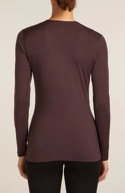 Icebreaker Oasis Long Sleeve Merino Wool Base Layer Tee In Brown