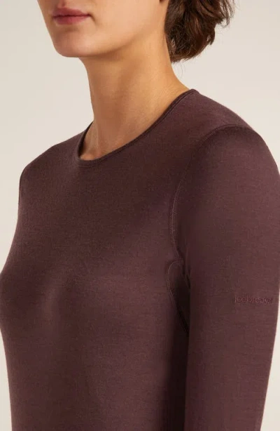 Icebreaker Oasis Long Sleeve Merino Wool Base Layer Tee In Brown