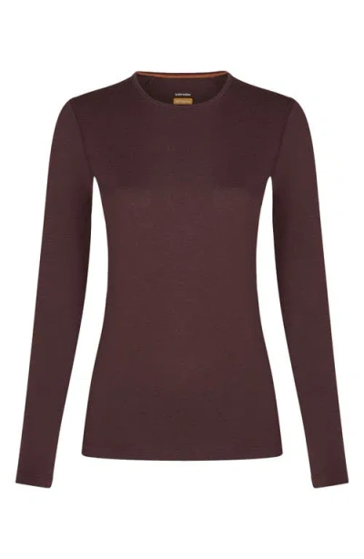 Icebreaker Oasis Long Sleeve Merino Wool Base Layer Tee In Brown