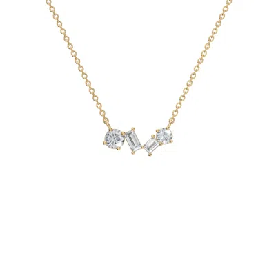 Aya Fine Jewelry Women's White / Yellow / Rose Gold Fourteen Kt Diamond Linea Bar Necklace In Gold