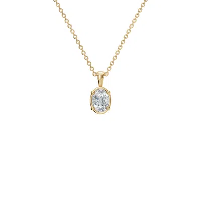 Aya Fine Jewelry Women's White / Yellow / Rose Gold Fourteen Kt Fine Oval Solitaire Diamond Pendant Necklace In Gold