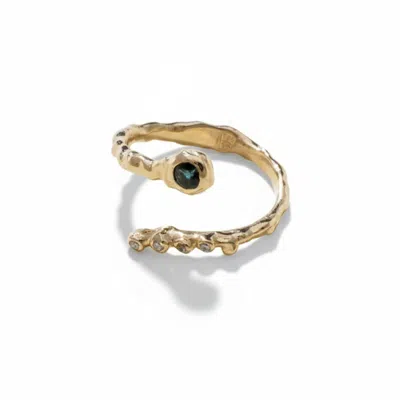 Iskra Women's Gold / Blue Wrapy Gold Diamonds Tourmaline Ring In Gold