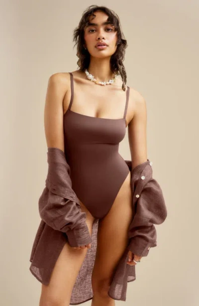 Vitamin A ® Playa Oversize Linen Cover-up Shirt In Brown