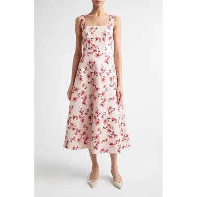 Emilia Wickstead Shiloh Floral Faille Midi Dress In Pink