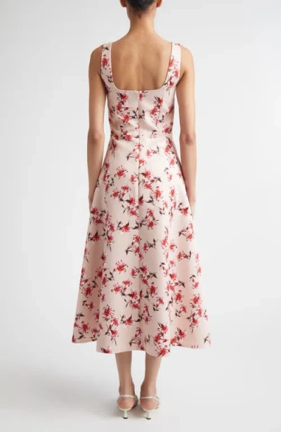 Emilia Wickstead Shiloh Floral Faille Midi Dress In Pink