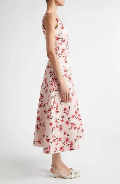 Emilia Wickstead Shiloh Floral Faille Midi Dress In Pink