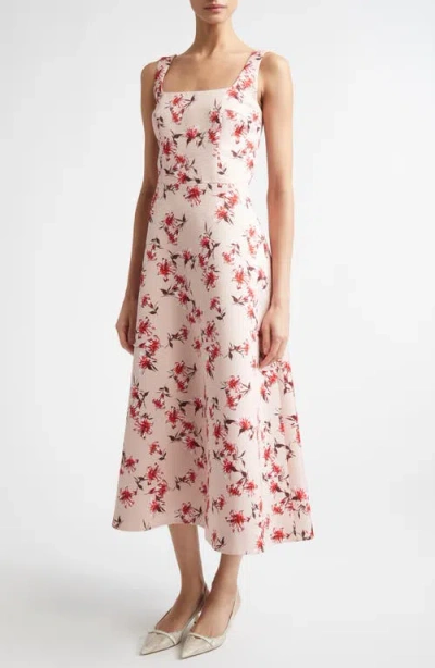 Emilia Wickstead Shiloh Floral Faille Midi Dress In Pink