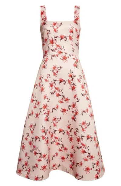 Emilia Wickstead Shiloh Floral Faille Midi Dress In Pink
