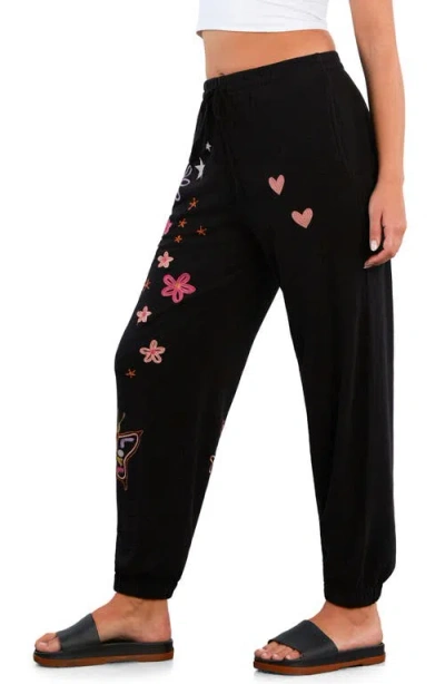 Billy T In Full Bloom Embroidered Joggers In Black