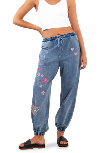 Billy T In Full Bloom Embroidered Joggers In Blue