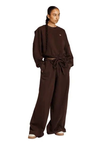 Adidas Originals Essential Wide Leg Track Pants In Brown