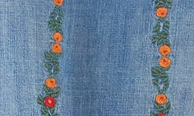 Billy T Floral Wallpaper Embroidered Top In Blue
