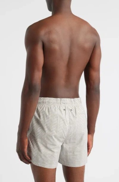 Bugatchi Cruz Geo Print Swim Trunks In Gray