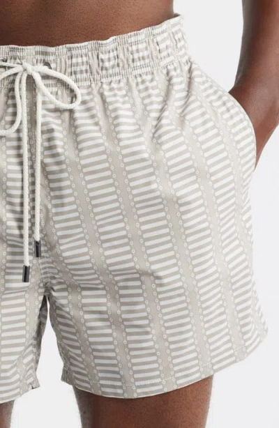 Bugatchi Cruz Geo Print Swim Trunks In Gray