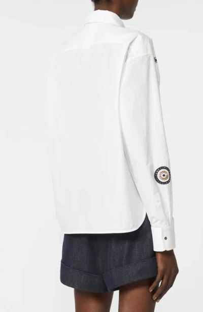 Max Mara Shock Embroidered Long Sleeve Button-up Shirt In White