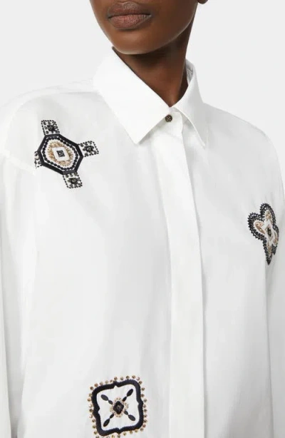 Max Mara Shock Embroidered Long Sleeve Button-up Shirt In White
