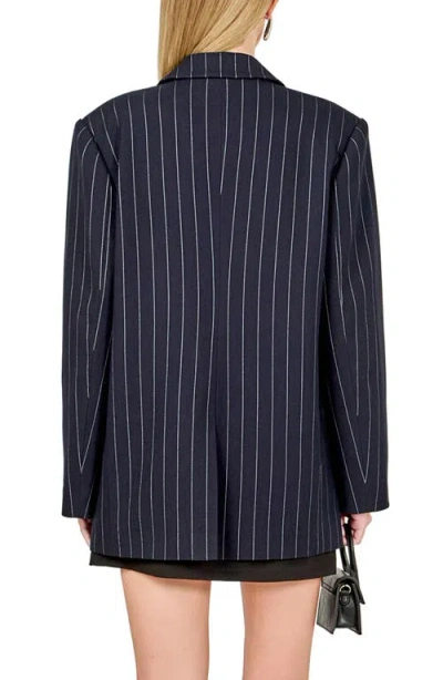 Endless Rose Oversize Pinstripe Blazer In Multi