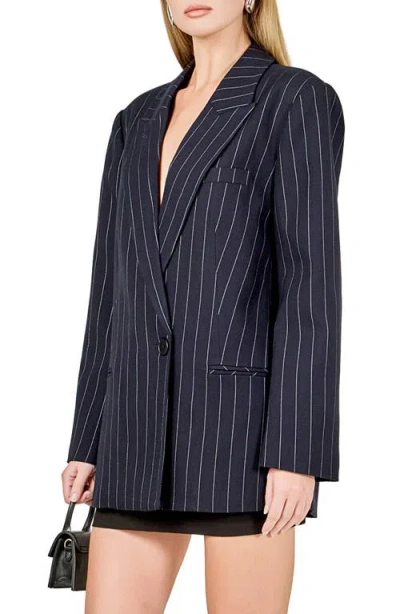 Endless Rose Oversize Pinstripe Blazer In Multi