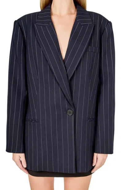 Endless Rose Oversize Pinstripe Blazer In Multi